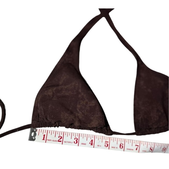 NWT PILYQ Barcelona Swim Brown Bikini Top Dakota Basic Halter - Picture 5 of 6